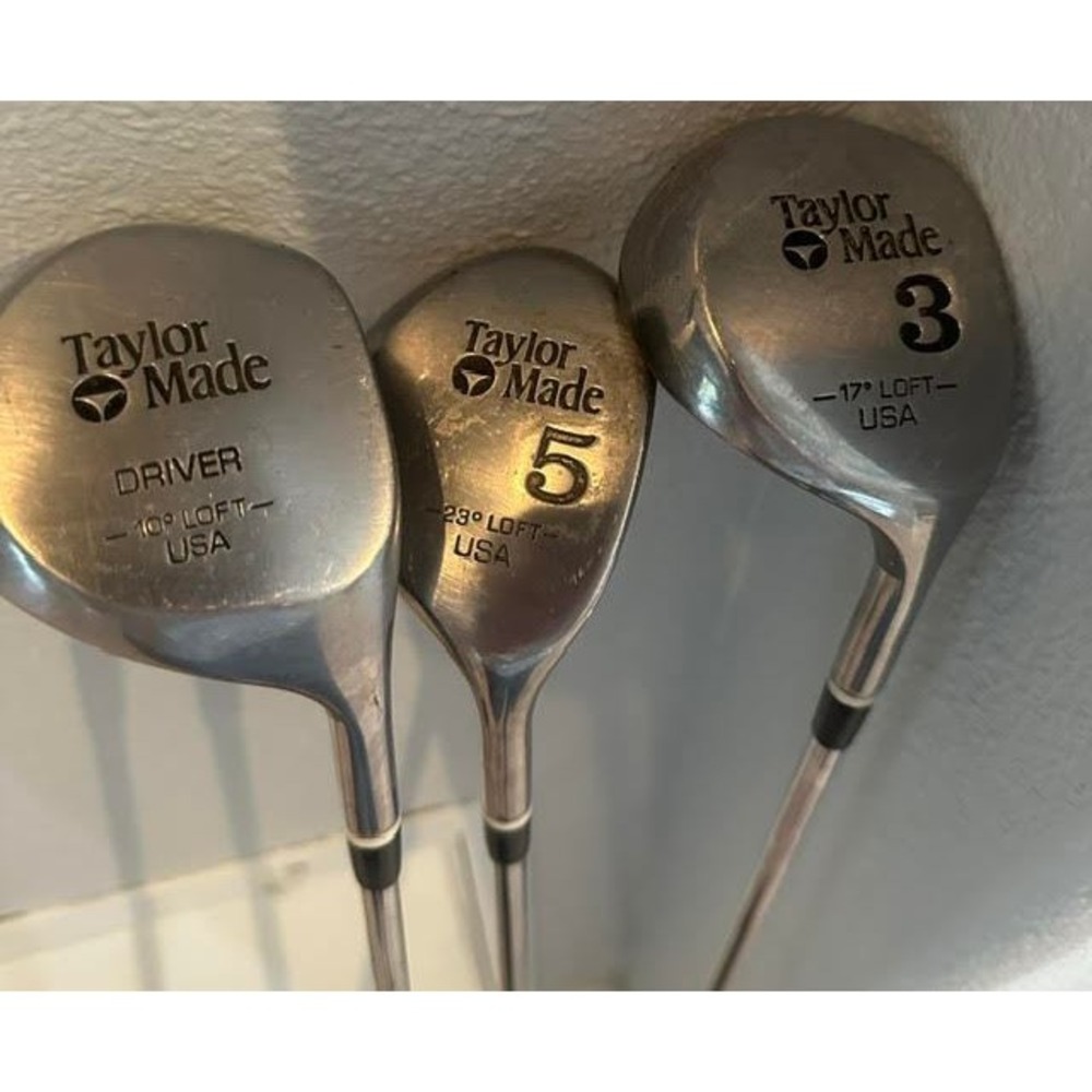 TaylorMade Vintage Golf Club Set Lot of 3 Driver 10* 3 Wood 17* 5 Wood 23* USA